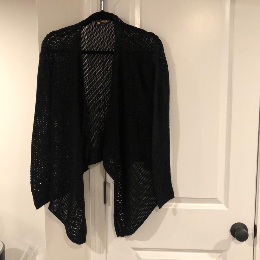 Black Drape Crochet Cardigan